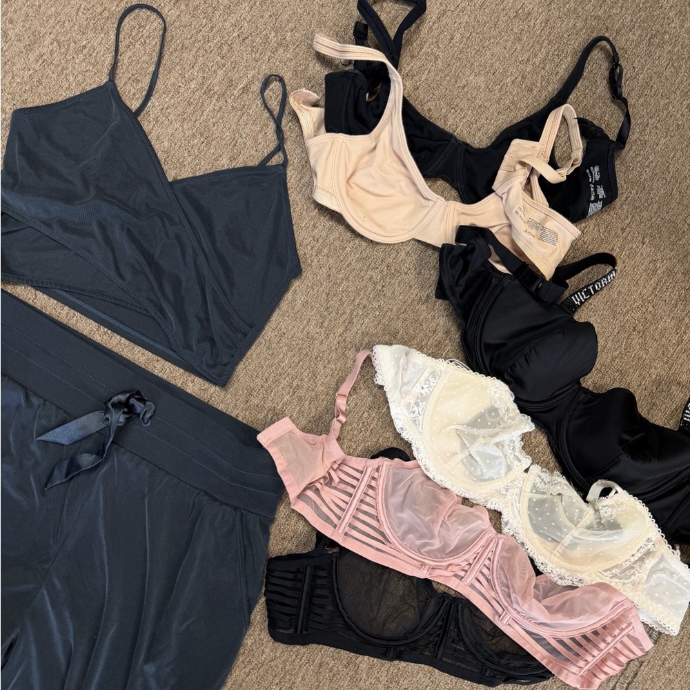 Elegant Women's Intimates Set - Black, Pink, Cream